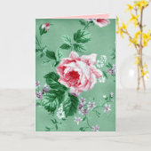  Victoriaans Sage Green Floral Wallpaper Card Kaart (Gele Bloem)