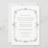 Victoriaans  Sage Green Floral Wedding Kaart (Voorkant)
