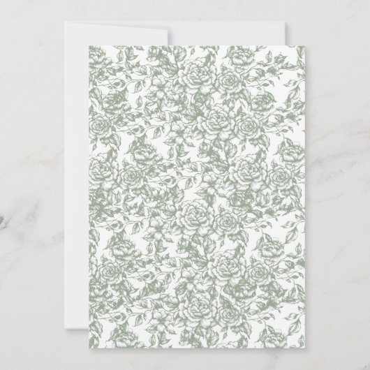 Victoriaans  Sage Green Floral Wedding Kaart (Achterkant)