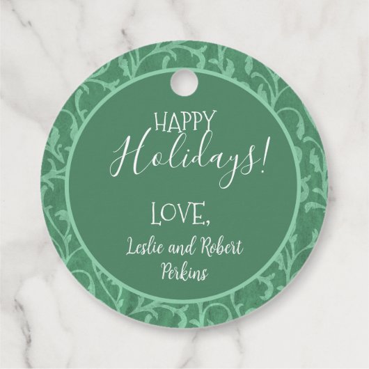 Victoriaans Sage Green Paisley Like Design Bedankjes Labels (Achterkant)