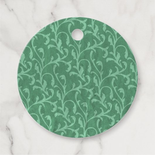 Victoriaans Sage Green Paisley Like Design Bedankjes Labels (Voorkant)