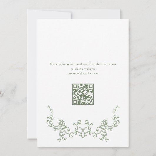 Victoriaans Sage Green Repetitie Diner QR-code Kaart (Achterkant)