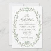 Victoriaans Sage Green Repetitie Diner QR-code Kaart (Voorkant)