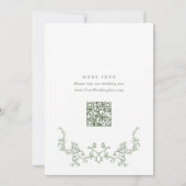 Victoriaans Sage Green Repetitie Diner QR-code Kaart (Achterkant)