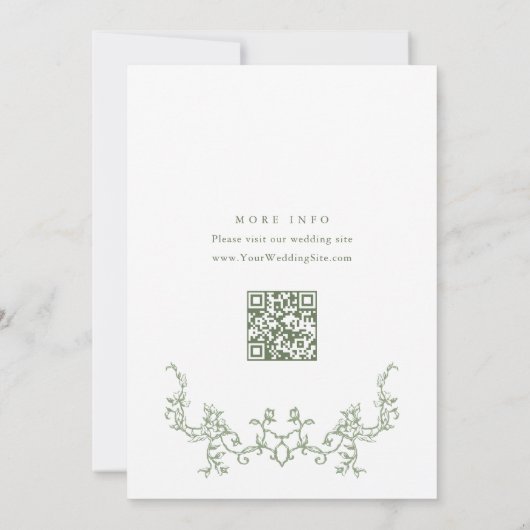 Victoriaans Sage Green Repetitie Diner QR-code Kaart (Achterkant)