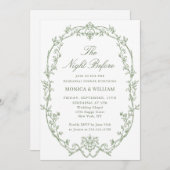 Victoriaans Sage Green Repetitie Diner QR-code Kaart (Voorkant / Achterkant)