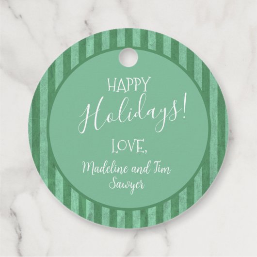 Victoriaans Sage Green Stripes Bedankjes Labels (Achterkant)