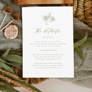 Victoriaans Sage Green Toile Wedding Details Informatiekaartje