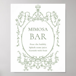 Victoriaans Salie Groene Bloemen Mimosa Bar Sign Poster