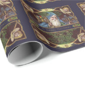 Victoriaans Santa Angels Kerst Antiek Cadeaupapier (Rol Hoek)