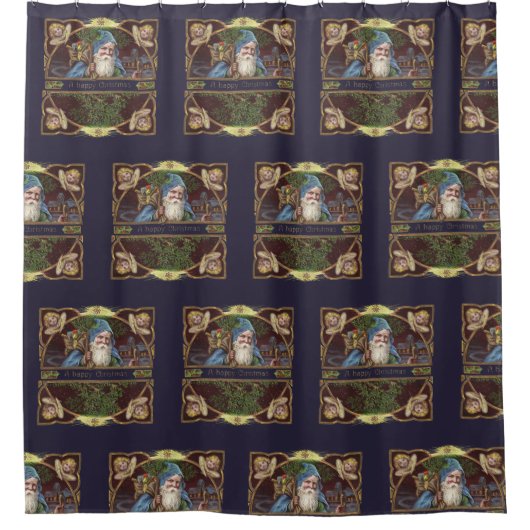 Victoriaans Santa Angels Kerst Antiek Douchegordijn (Voorkant)