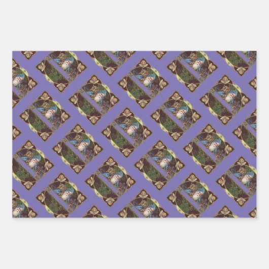 Victoriaans Santa Angels Kerst Antiek Inpakpapier Vel (Voorkant 2)