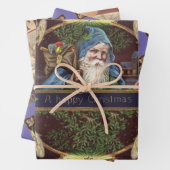 Victoriaans Santa Angels Kerst Antiek Inpakpapier Vel (In situ)