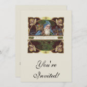 Victoriaans Santa Angels Kerst Antiek Kaart (Voorkant / Achterkant)