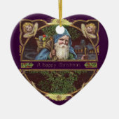 Victoriaans Santa Angels Kerst Antiek Keramisch Ornament (Voorkant)