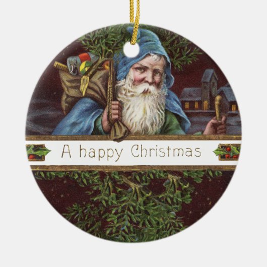 Victoriaans Santa Angels Kerst Antiek Keramisch Ornament (Voorkant)