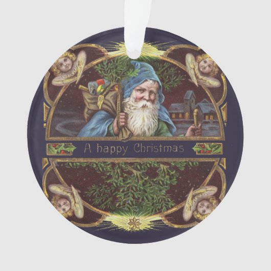 Victoriaans Santa Angels Kerst Antiek Ornament (voorkant)