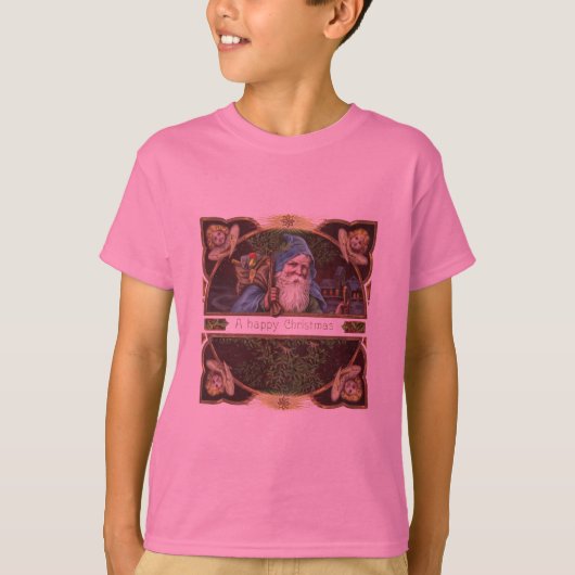 Victoriaans Santa Angels Kerst Antiek T-shirt (Voorkant)