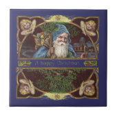 Victoriaans Santa Angels Kerst Antiek Tegeltje (Voorkant)