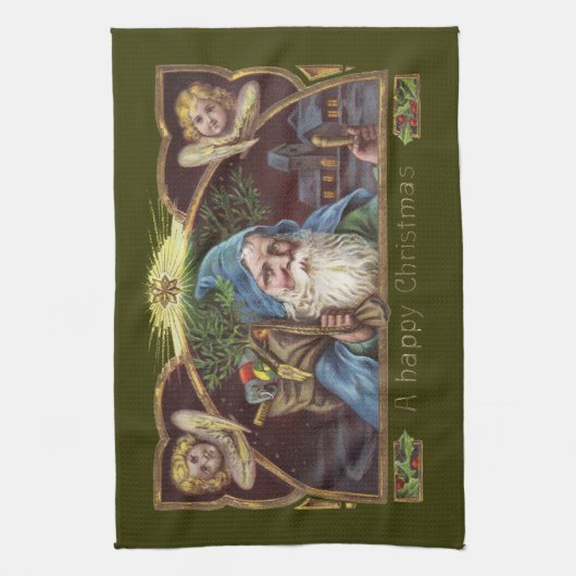 Victoriaans Santa Angels Kerst Antiek Theedoek (Verticaal)