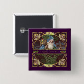 Victoriaans Santa Angels Kerst Antiek Vierkante Button 5,1 Cm (Voorkant /achterkant)