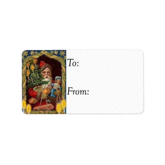 Victoriaans Santa  CadeauLabel Etiket (Voorkant)