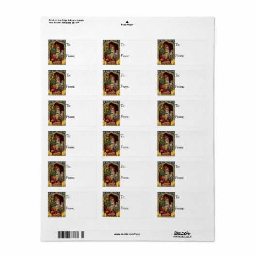 Victoriaans Santa  CadeauLabel Etiket (Full Sheet)