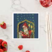 Victoriaans Santa Checking List Candles Holly Servetten (Insitu)