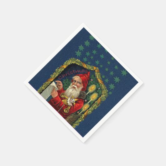 Victoriaans Santa Checking List Candles Holly Servetten (Hoek)