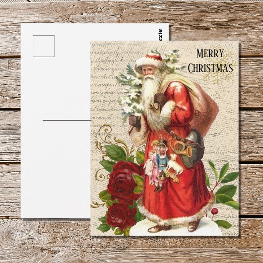  Victoriaans Santa Claus Antiek ontkoppeling Briefkaart