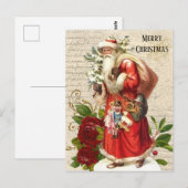  Victoriaans Santa Claus Antiek ontkoppeling Briefkaart (Voorkant / Achterkant)