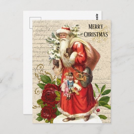 Victoriaans Santa Claus Antiek ontkoppeling Briefkaart (Voorkant / Achterkant)
