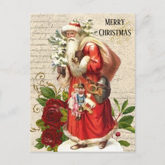  Victoriaans Santa Claus Antiek ontkoppeling Briefkaart (Voorkant)