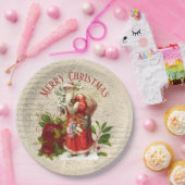 Victoriaans Santa Claus Antiek ontkoppeling Papieren Bordje (Feest)