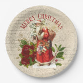 Victoriaans Santa Claus Antiek ontkoppeling Papieren Bordje (Voorkant)