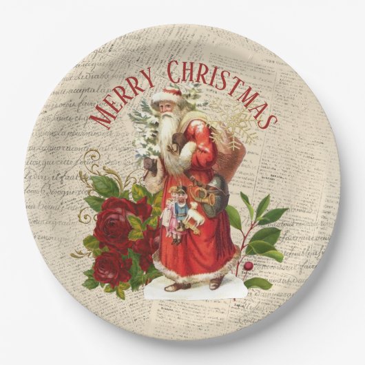  Victoriaans Santa Claus Antiek ontkoppeling Papieren Bordje (Voorkant)