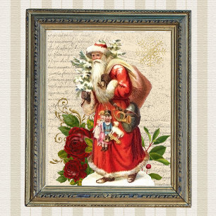  Victoriaans Santa Claus Antiek ontkoppeling Poster