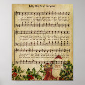  Victoriaans Santa Claus Music Score en Song Poster (Voorkant)