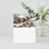 Victoriaans Santa Claus Reindeer en Sleigh Feestdagenkaart (Staand voorkant)