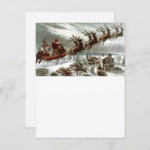 Victoriaans Santa Claus Reindeer en Sleigh Feestdagenkaart (Voorkant / Achterkant)