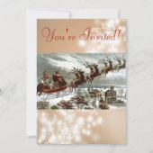 Victoriaans Santa Claus Reindeer en Sleigh Kaart (Voorkant)
