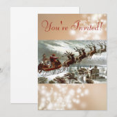 Victoriaans Santa Claus Reindeer en Sleigh Kaart (Voorkant / Achterkant)