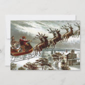 Victoriaans Santa Claus Reindeer en Sleigh Kaart (Voorkant)