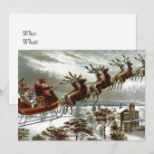 Victoriaans Santa Claus Reindeer en Sleigh Kaart (Voorkant / Achterkant)