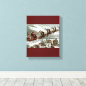 Victoriaans  Santa Claus Rendier Sleigh Canvas Afdruk (Insitu (Houten vloer))