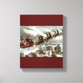 Victoriaans  Santa Claus Rendier Sleigh Canvas Afdruk (Voorkant)