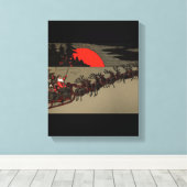 Victoriaans Santa Claus Rendier Sleigh Canvas Afdruk (Insitu (Houten vloer))