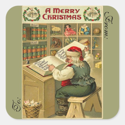 Victoriaans Santa Gift Label (Voorkant)