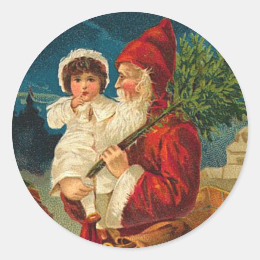 Victoriaans Santa Kerst stickers (Voorkant)