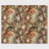 Victoriaans Santa Paper Ornamenten Cadeaupapier (Vlak)
